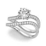 LUMEO Round Solitaire Diamond Engagement Ring Set in Platinum 