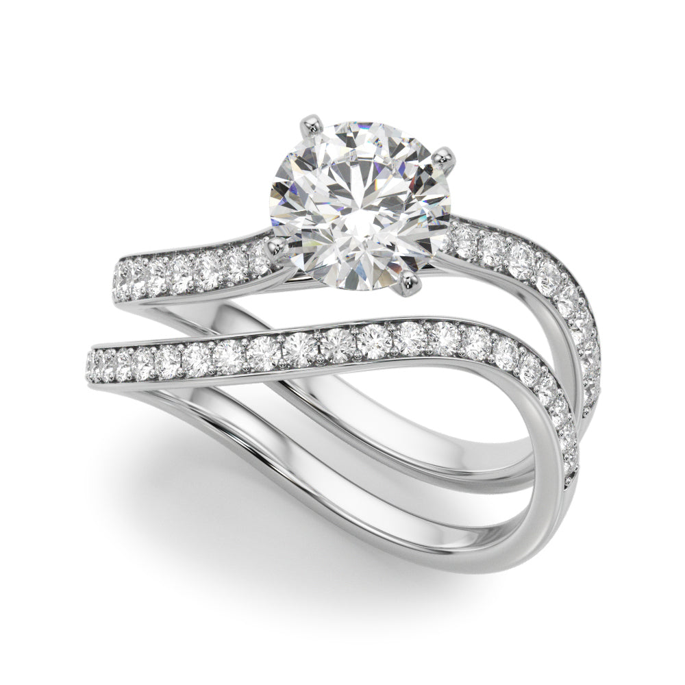 LUMEO Round Solitaire Diamond Engagement Ring Set in Platinum 