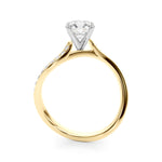 LUMEO Round Solitaire Diamond Engagement Ring Side View in 18k Solid Yellow Gold 
