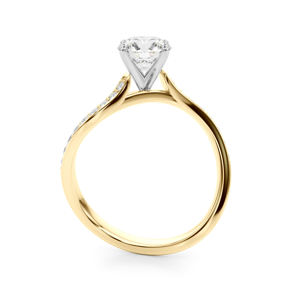 LUMEO Round Solitaire Diamond Engagement Ring Side View in 18k Solid Yellow Gold 