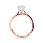 LUMEO Round Solitaire Diamond Engagement Ring Side View in 18k Solid Rose Gold 