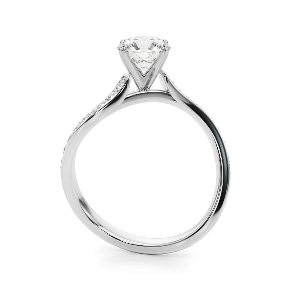 LUMEO Round Solitaire Diamond Engagement Ring Side View in Platinum 