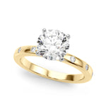 LUMEO Round Solitaire Diamond Engagement Ring Front View in 18k Solid Yellow Gold 