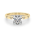 LUMEO Round Solitaire Diamond Engagement Ring Angle View in 18k Solid Yellow Gold 