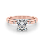 LUMEO Round Solitaire Diamond Engagement Ring Angle View in 18k Solid Rose Gold 