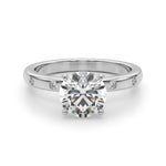 LUMEO Round Solitaire Diamond Engagement Ring Angle View in Platinum 