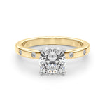 LUMEO Cushion Solitaire Diamond Engagement Ring Angle View in 18k Solid Yellow Gold 