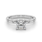 LUMEO Cushion Solitaire Diamond Engagement Ring Angle View in Platinum 