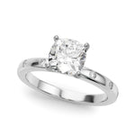 LUMEO Cushion Solitaire Diamond Engagement Ring Front View in Platinum 
