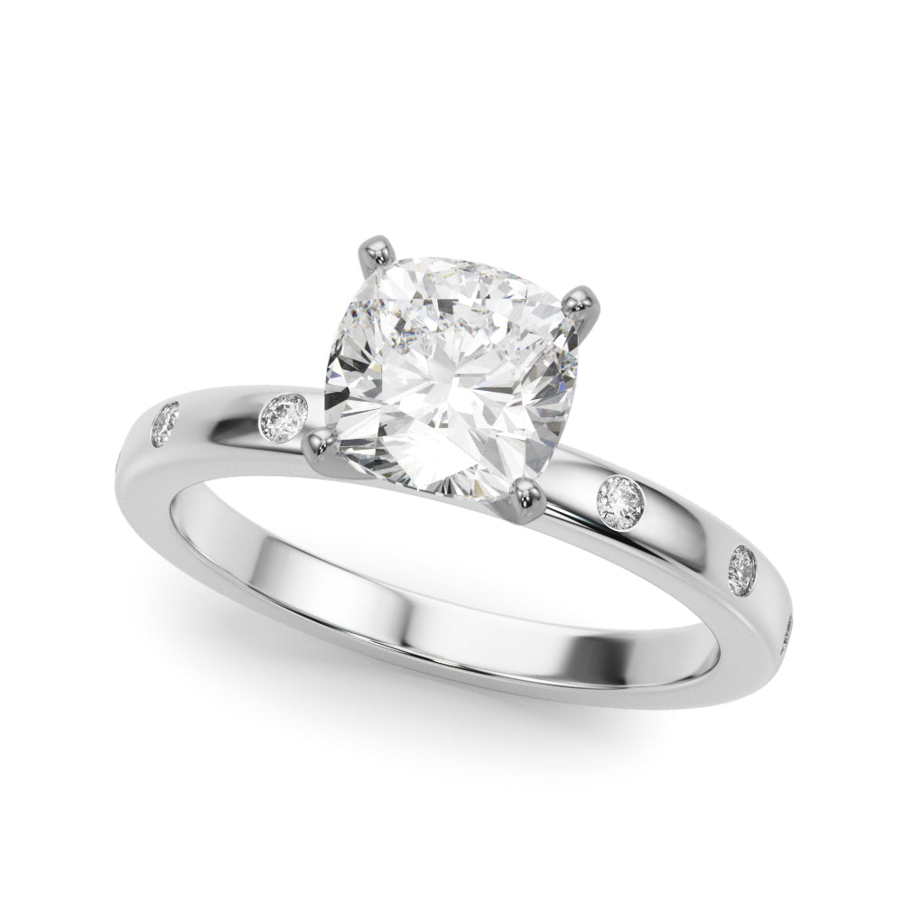 LUMEO Cushion Solitaire Diamond Engagement Ring Front View in Platinum 