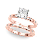 LUMEO Cushion Solitaire Diamond Engagement Ring Set in 18k Solid Rose Gold 
