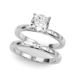 LUMEO Cushion Solitaire Diamond Engagement Ring Set in Platinum 