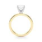 LUMEO Cushion Solitaire Diamond Engagement Ring Side View in 18k Solid Yellow Gold 