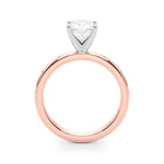 LUMEO Cushion Solitaire Diamond Engagement Ring Side View in 18k Solid Rose Gold 