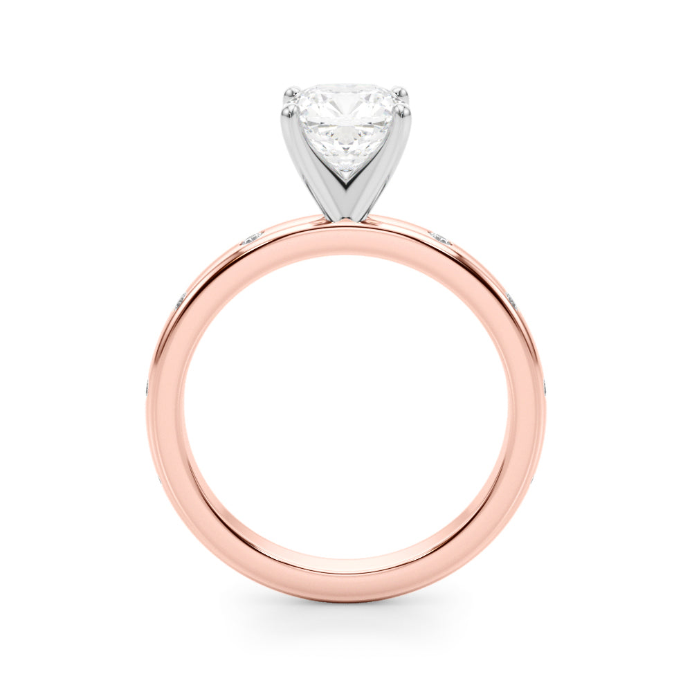 LUMEO Cushion Solitaire Diamond Engagement Ring Side View in 18k Solid Rose Gold 