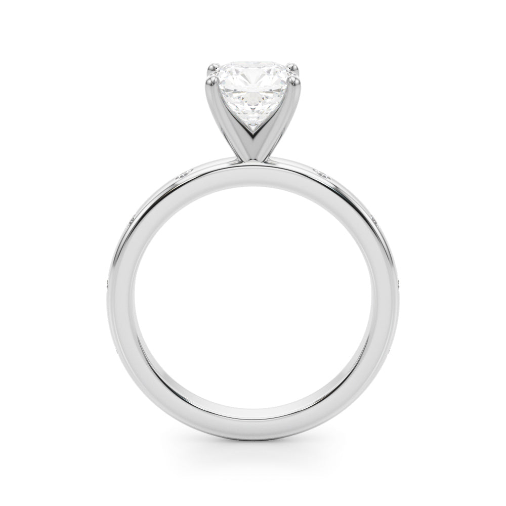 LUMEO Cushion Solitaire Diamond Engagement Ring Side View in Platinum 
