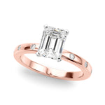 LUMEO Emerald Solitaire Diamond Engagement Ring Front View in 18k Solid Rose Gold 
