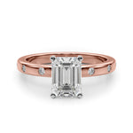 LUMEO Emerald Solitaire Diamond Engagement Ring Angle View in 18k Solid Rose Gold 