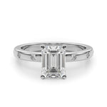 LUMEO Emerald Solitaire Diamond Engagement Ring Angle View in Platinum 