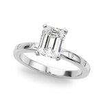 LUMEO Emerald Solitaire Diamond Engagement Ring Front View in Platinum 