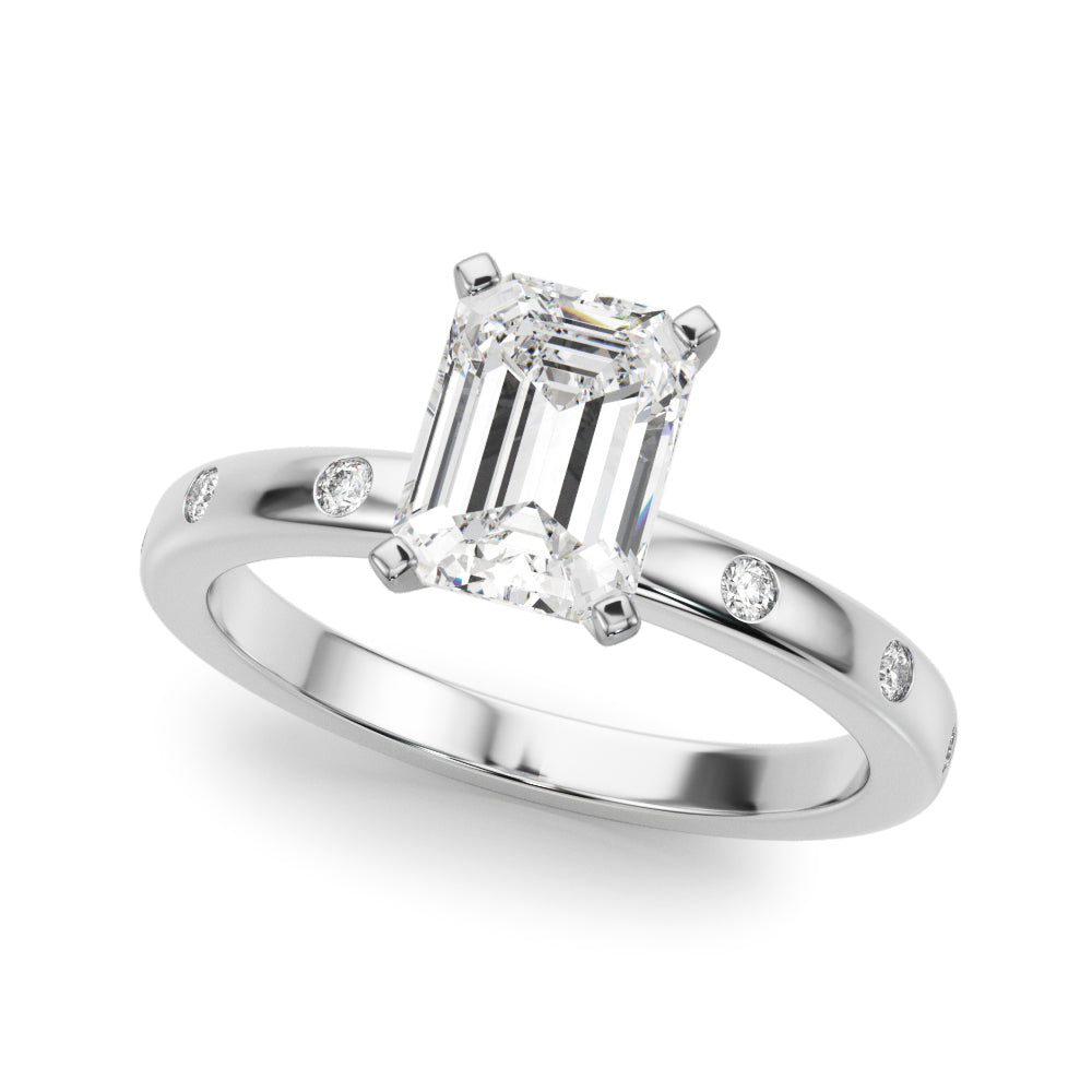 LUMEO Emerald Solitaire Diamond Engagement Ring Front View in Platinum 