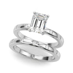 LUMEO Emerald Solitaire Diamond Engagement Ring Set in Platinum 