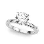 LUMEO Round Solitaire Diamond Engagement Ring Front View in Platinum 