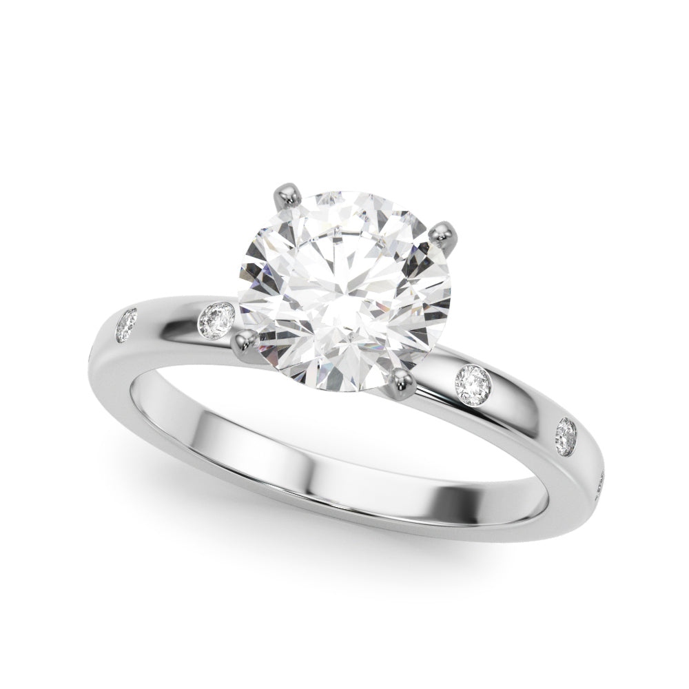 LUMEO Round Solitaire Diamond Engagement Ring Front View in Platinum 