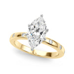 LUMEO Marquise Solitaire Diamond Engagement Ring Front View in 18k Solid Yellow Gold 