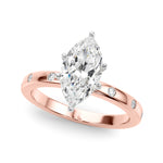 LUMEO Marquise Solitaire Diamond Engagement Ring Front View in 18k Solid Rose Gold 