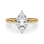 LUMEO Marquise Solitaire Diamond Engagement Ring Angle View in 18k Solid Yellow Gold 