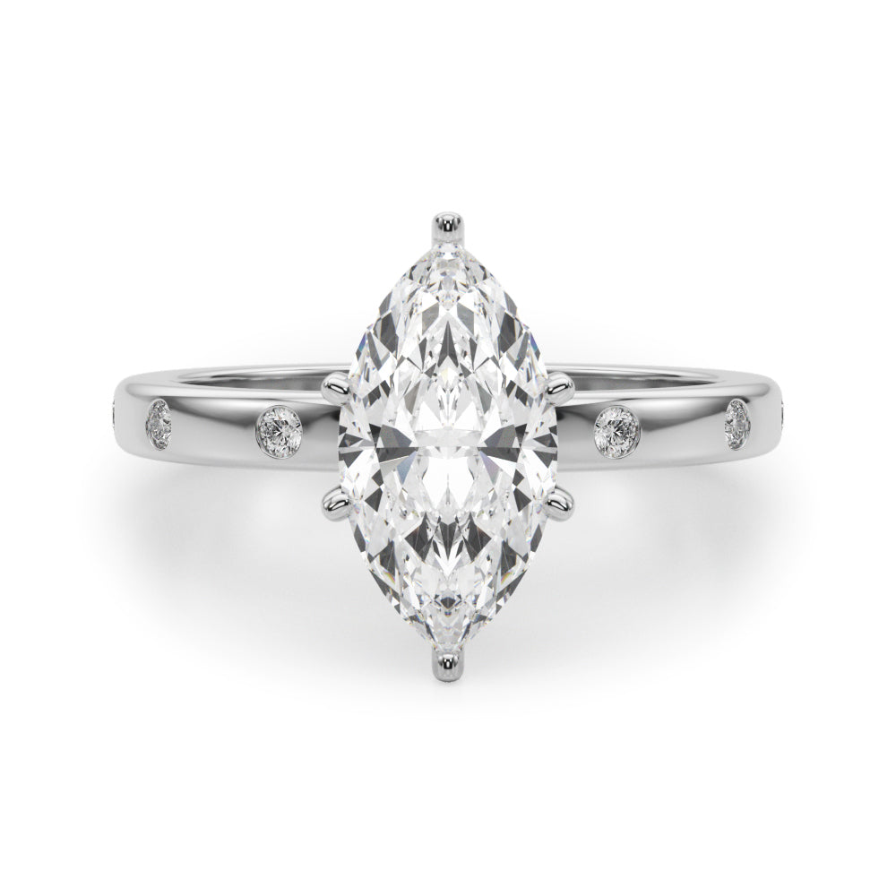 LUMEO Marquise Solitaire Diamond Engagement Ring Angle View in Platinum 
