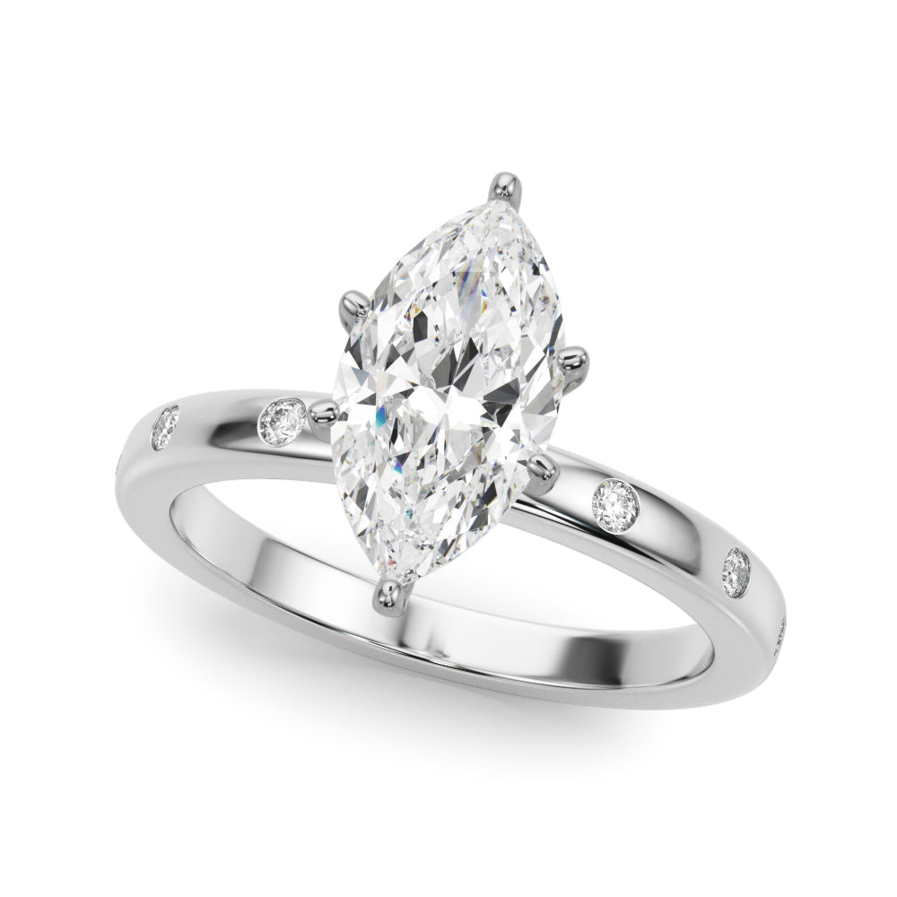 LUMEO Marquise Solitaire Diamond Engagement Ring Front View in Platinum 