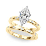 LUMEO Marquise Solitaire Diamond Engagement Ring Set in 18k Solid Yellow Gold 