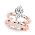 LUMEO Marquise Solitaire Diamond Engagement Ring Set in 18k Solid Rose Gold 