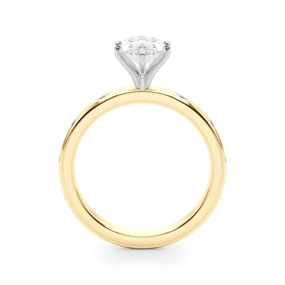 LUMEO Marquise Solitaire Diamond Engagement Ring Side View in 18k Solid Yellow Gold 