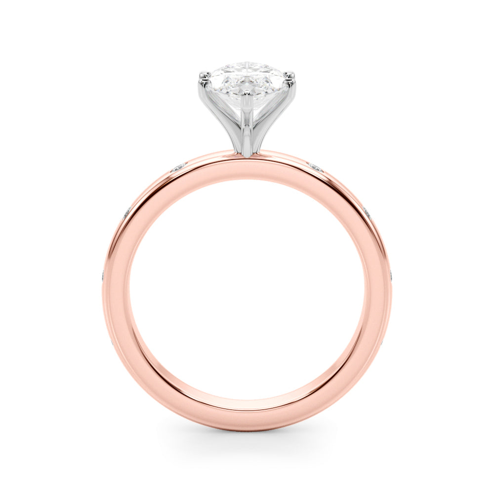 LUMEO Marquise Solitaire Diamond Engagement Ring Side View in 18k Solid Rose Gold 