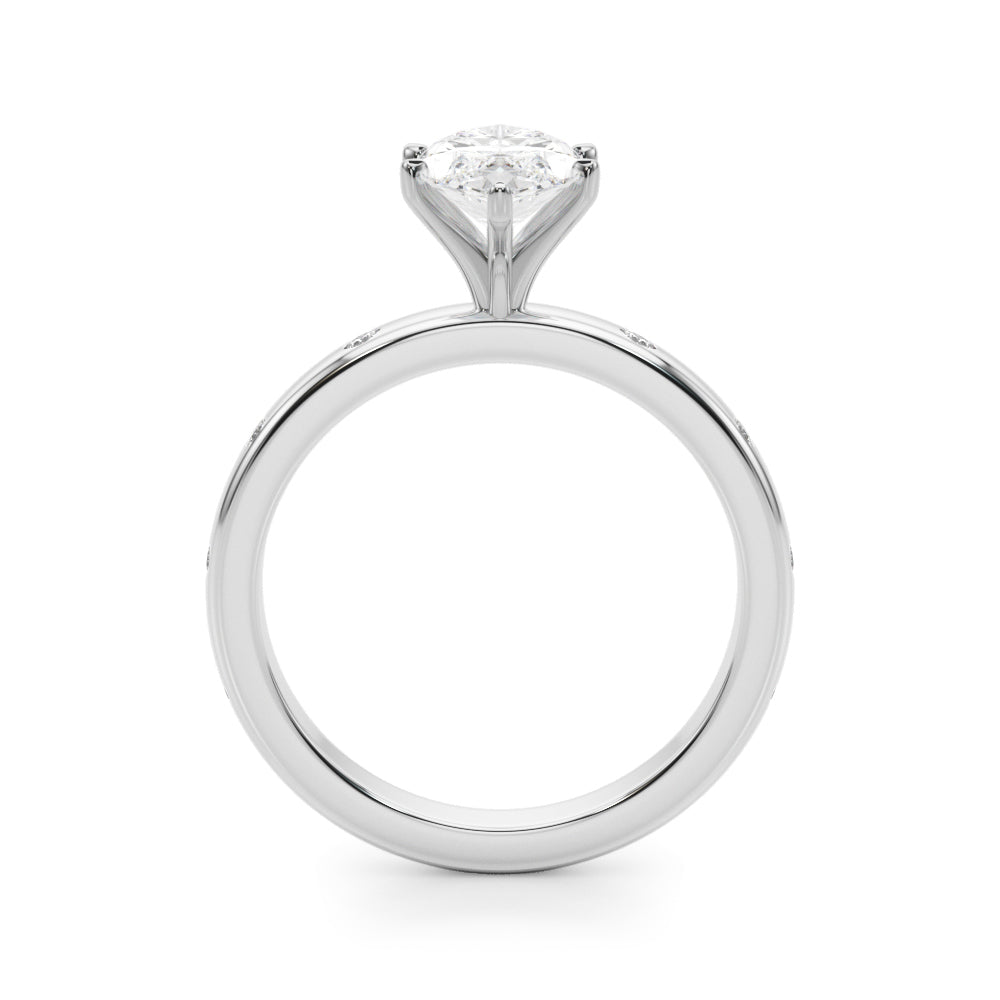 LUMEO Marquise Solitaire Diamond Engagement Ring Side View in Platinum 