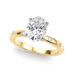 LUMEO Oval Solitaire Diamond Engagement Ring Front View in 18k Solid Yellow Gold 