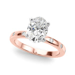 LUMEO Oval Solitaire Diamond Engagement Ring Front View in 18k Solid Rose Gold 