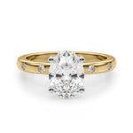 LUMEO Oval Solitaire Diamond Engagement Ring Angle View in 18k Solid Yellow Gold 