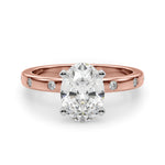 LUMEO Oval Solitaire Diamond Engagement Ring Angle View in 18k Solid Rose Gold 