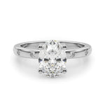 LUMEO Oval Solitaire Diamond Engagement Ring Angle View in Platinum 
