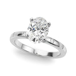 LUMEO Oval Solitaire Diamond Engagement Ring Front View in Platinum 