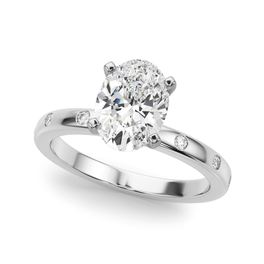 LUMEO Oval Solitaire Diamond Engagement Ring Front View in Platinum 
