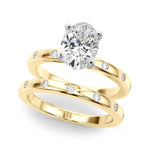 LUMEO Oval Solitaire Diamond Engagement Ring Set in 18k Solid Yellow Gold 