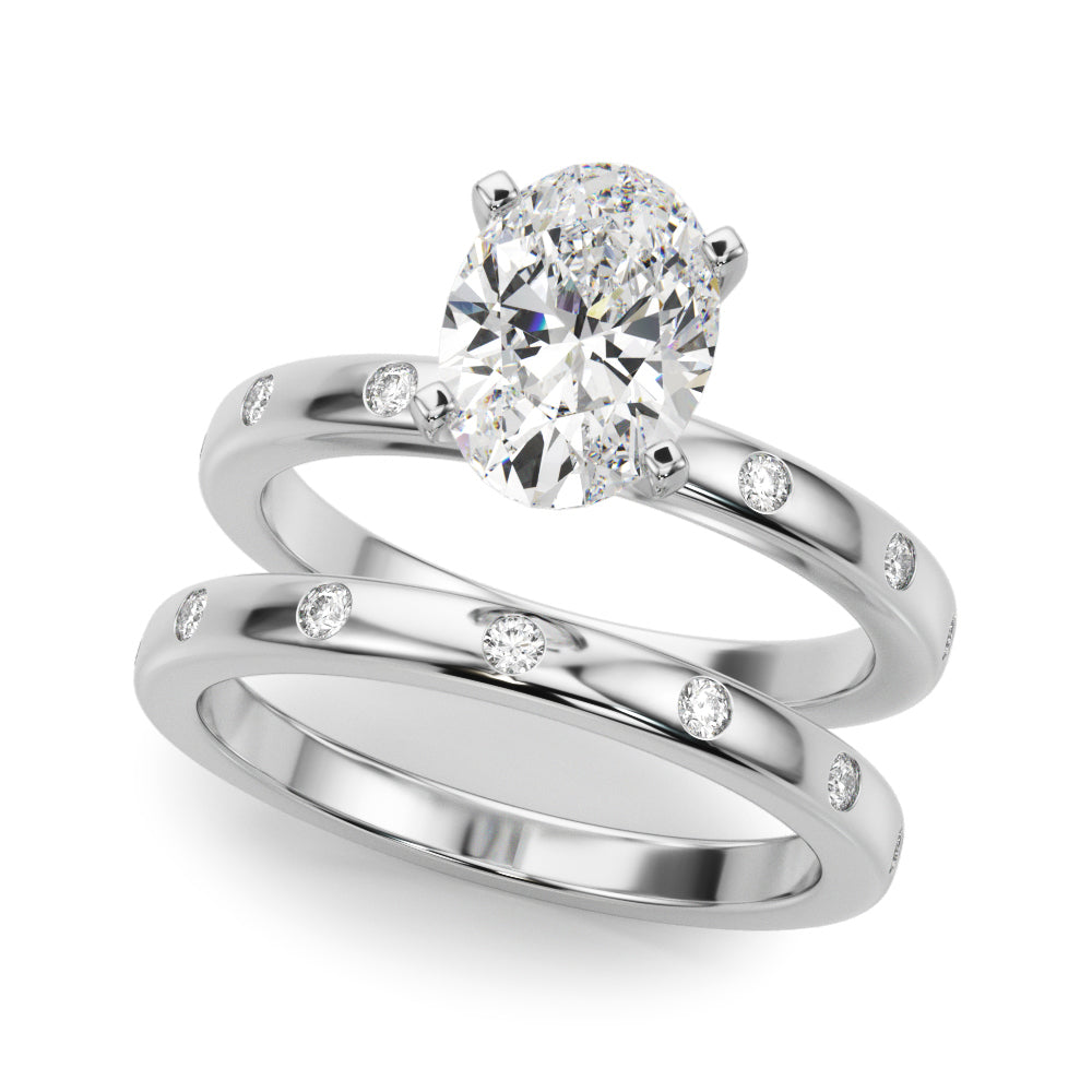 LUMEO Oval Solitaire Diamond Engagement Ring Set in Platinum 
