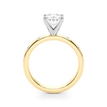 LUMEO Oval Solitaire Diamond Engagement Ring Side View in 18k Solid Yellow Gold 