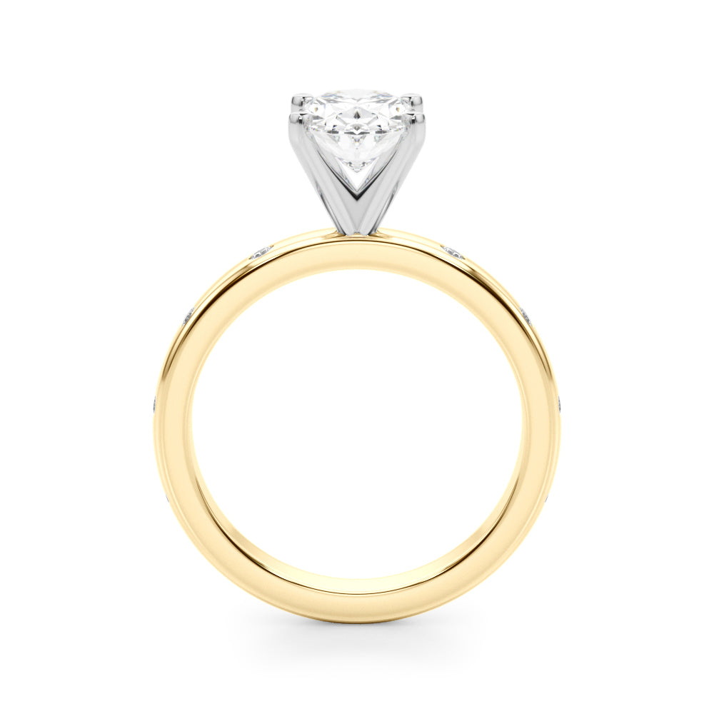 LUMEO Oval Solitaire Diamond Engagement Ring Side View in 18k Solid Yellow Gold 