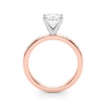 LUMEO Oval Solitaire Diamond Engagement Ring Side View in 18k Solid Rose Gold 